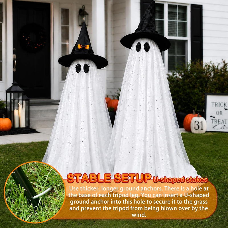 Light-Up Halloween Ghost Decorations — 2 Pack, 59 in