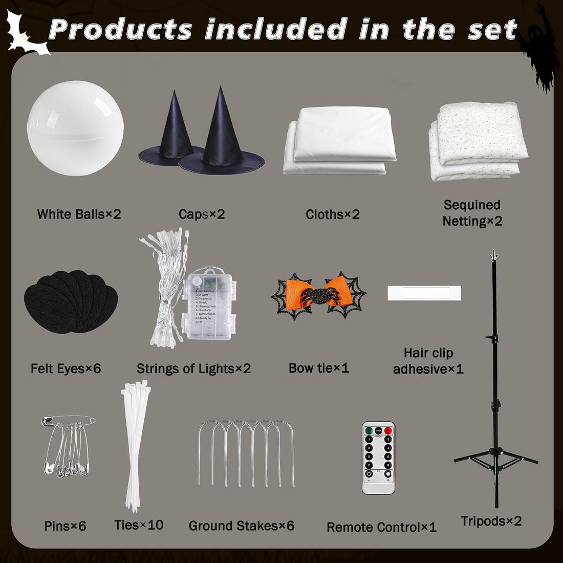 Light-Up Halloween Ghost Decorations — 2 Pack, 59 in