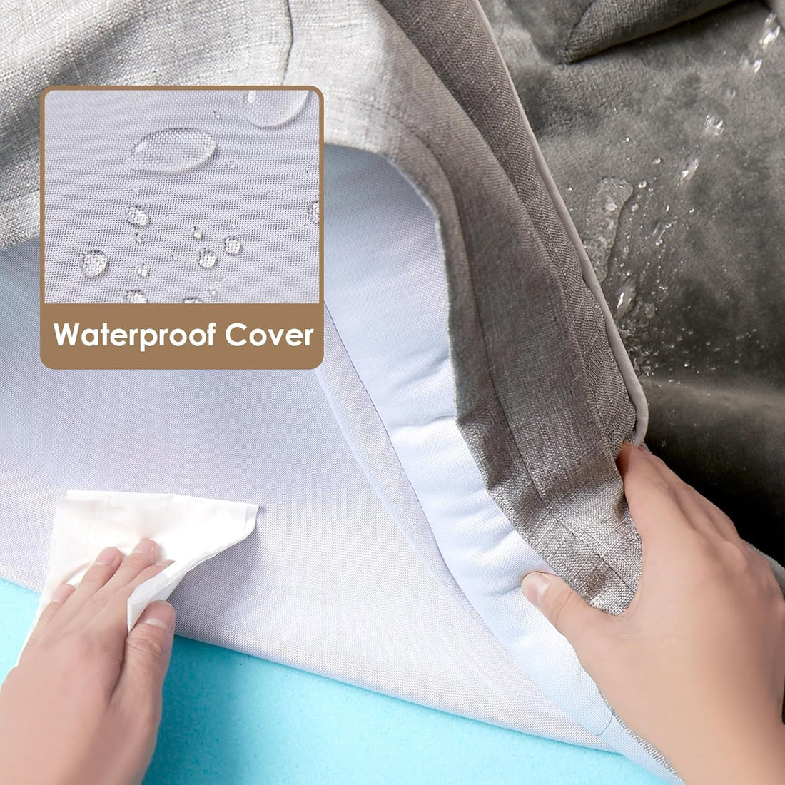 Orthopedic XL Dog Bed — 44 in, Waterproof, Washable, Grey